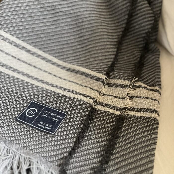 Manta Algodón Gris rayas